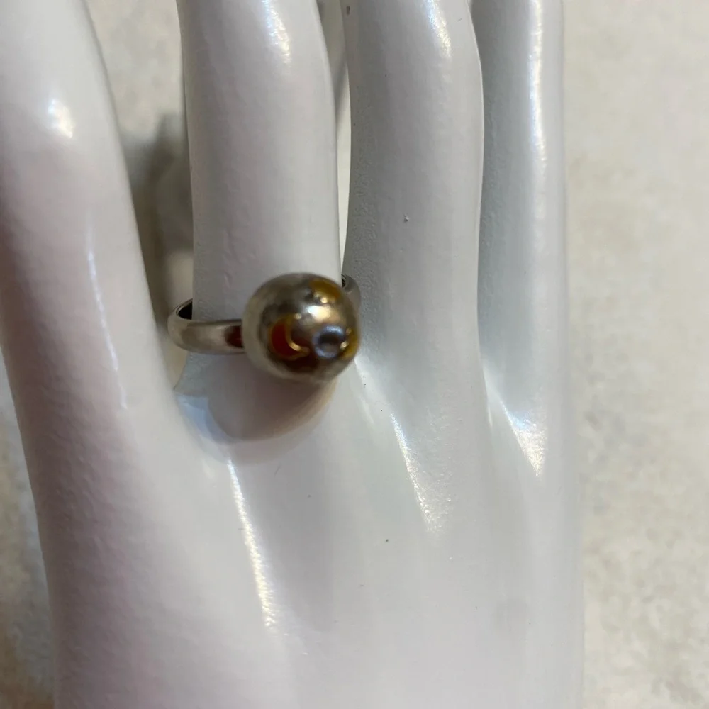 Vintage silver ring with moon star and heart